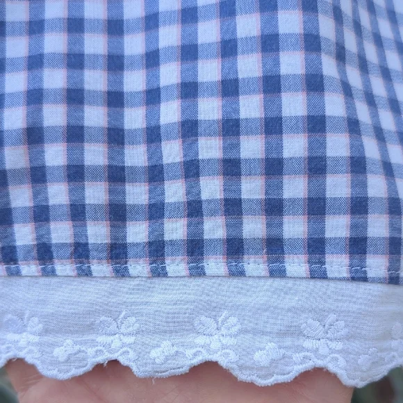 💙 Y2K Victoria's Secret Gingham Pajama Shorts with Eyelet Lace Trim - Picture 3 of 6